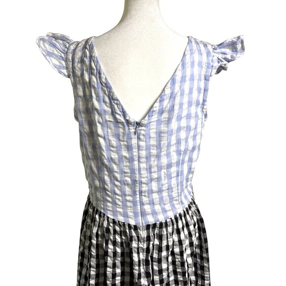 Tach Clothing Dress Medium Gingham Fit Flare Floral Embroidery Cottage Core - Picture 8 of 10